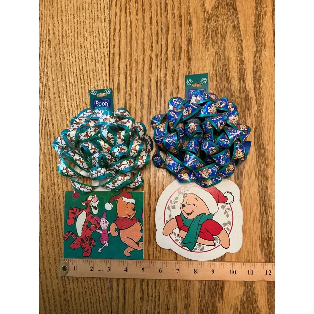 Vintage Disney Winnie the Pooh Christmas Gift Bows and Tags Set Tigger 1999 2pk